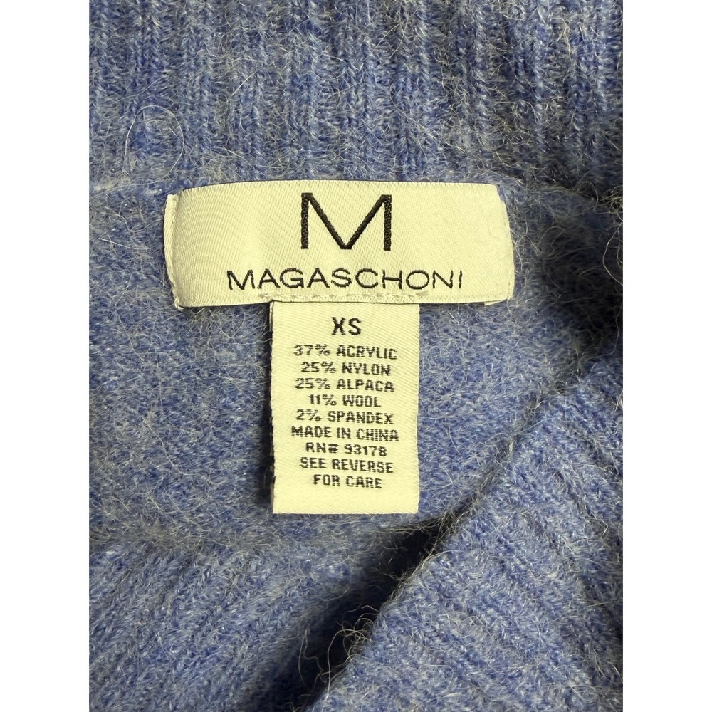 MAGASCHONI Women's Periwinkle Blue Alpaca Wool Blend V-Neck Tunic Sweater XS - Picture 3 of 4